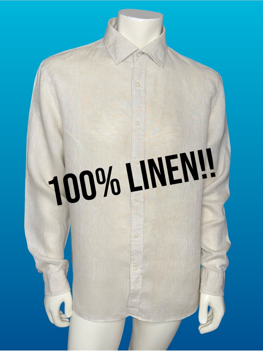 Joseph Abboud Men’s 100% Linen Long-Sleeve Button-Down Dress Shirt